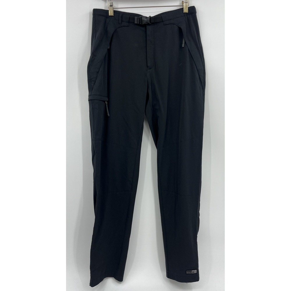 REI Black Mistral Schoeller Belted Nylon Pants Performance Hiking Size 12 693463